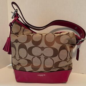 Coach Tan and Pink Shoulder Bag